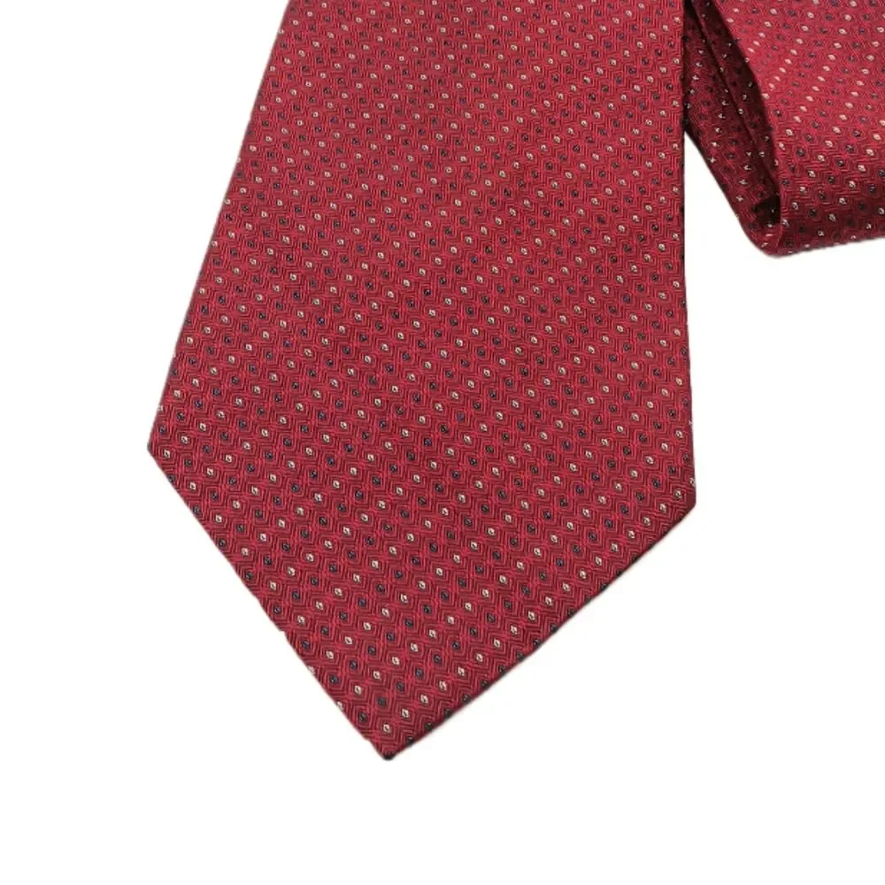 Dockers Khakis Silk Tie Mens 60” Burgundy Gray Dot Stripe Designer Wide New